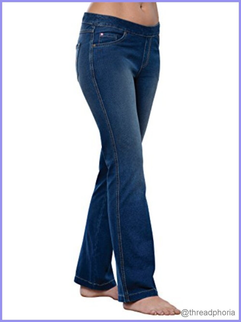 Petite Bootcut Stretch Denim Jeans for Women, Drawstring Waist, 5-Pocket,